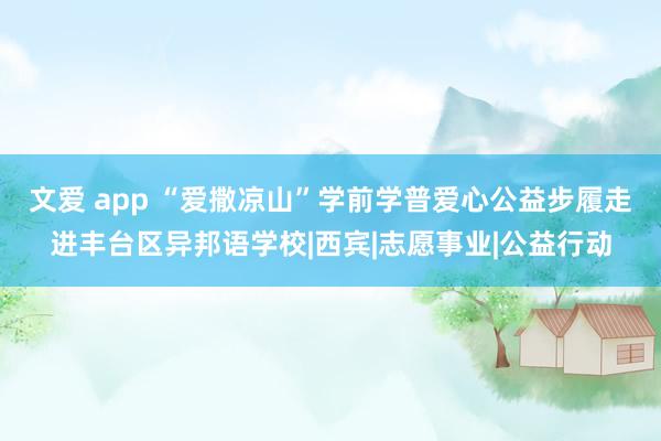 文爱 app “爱撒凉山”学前学普爱心公益步履走进丰台区异邦语学校|西宾|志愿事业|公益行动